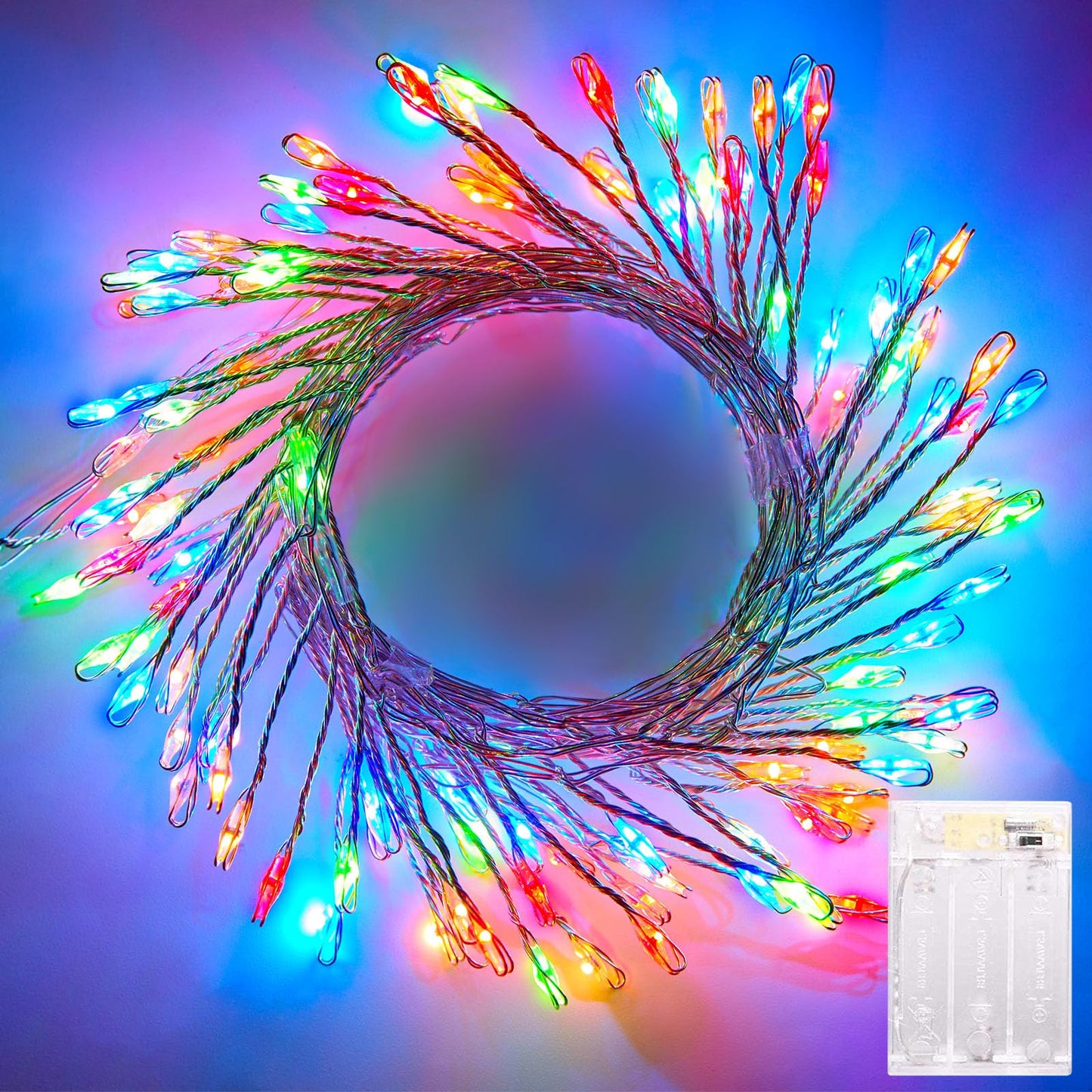 Brightown Fairy Lights Battery Operated, 10Ft 120 LED Firecracker String Lights, Waterproof Silver Wire Starry Firefly Light for DIY Wreath Weeding Indoor Outdoor Christmas Decorations