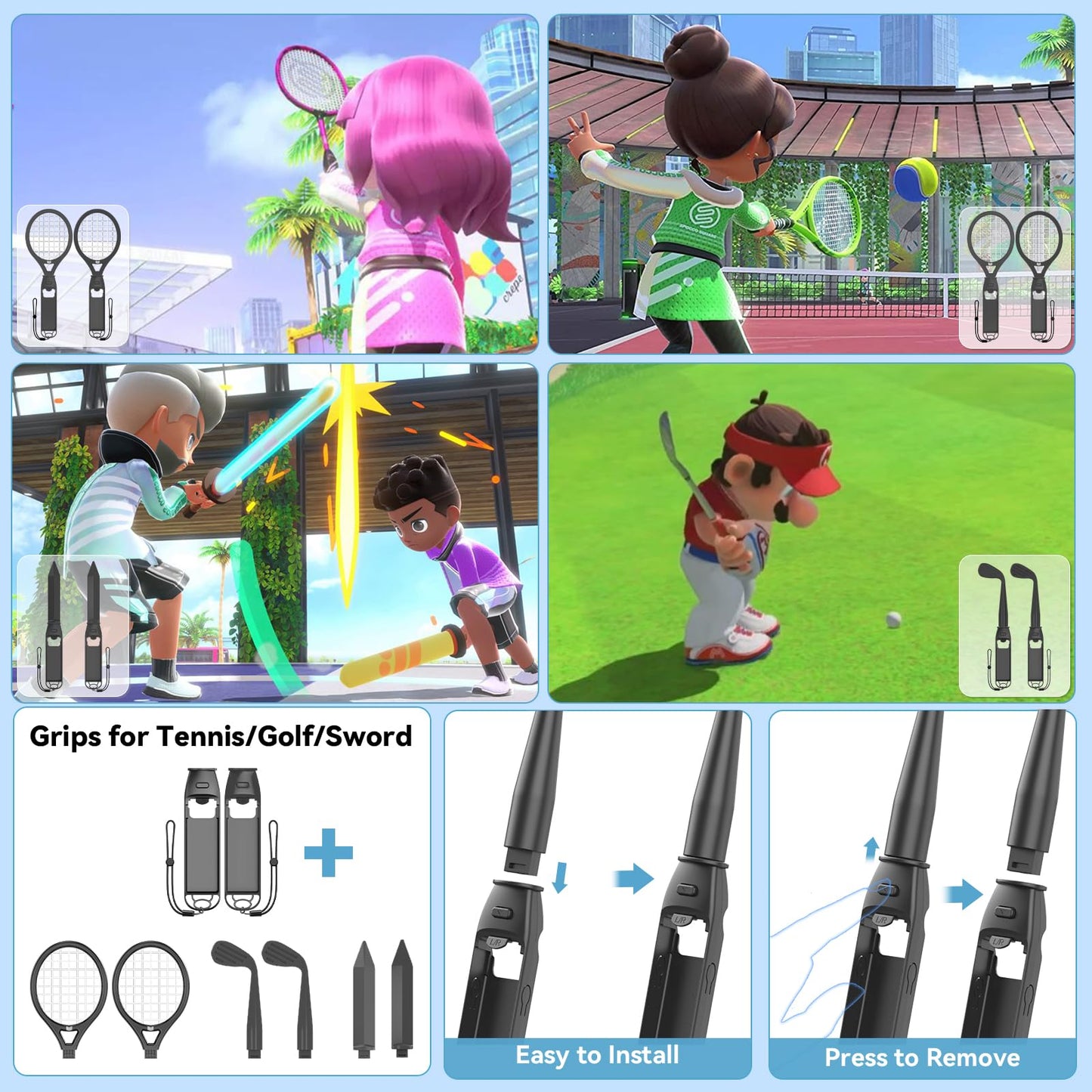 Switch Sports Accessories Kit with Storage Station - Compatible with Switch/OLED & Joy-con, Ideal for Family Sports Party Game Storage and Organization Wii U PS3 Interactive Gaming Figures