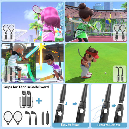 Switch Sports Accessories Kit with Storage Station - Compatible with Switch/OLED & Joy-con, Ideal for Family Sports Party Game Storage and Organization Wii U PS3 Interactive Gaming Figures