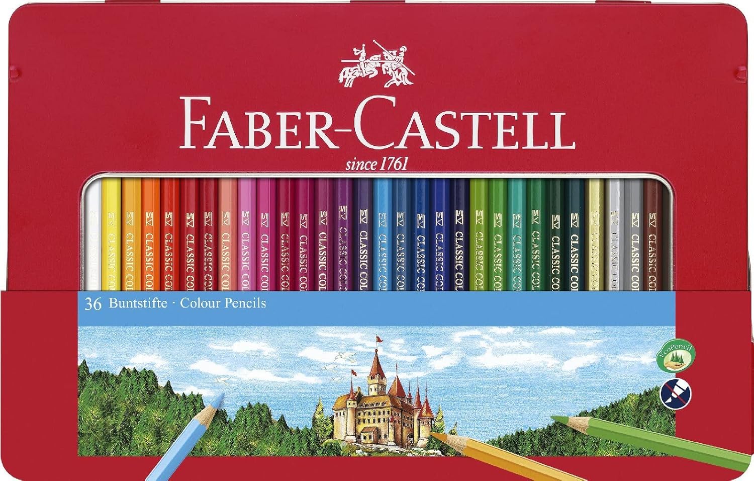Faber-Castell Classic Colored Pencils Tin Set, 48 Vibrant Colors In Sturdy Metal Case