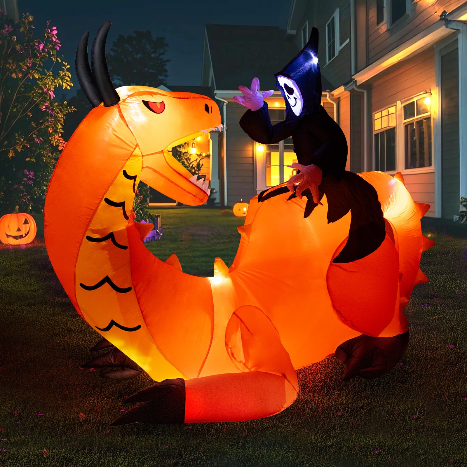 Dawdix 5FT Halloween Inflatable Mummy Dog Outdoor Decoration, Funny Blow Up Puppy Wrapped in Toilet Paper with Boo Pumpkin, Halloween Inflatable Dachshund Decor for Yard, Lawn, Garden, Porch