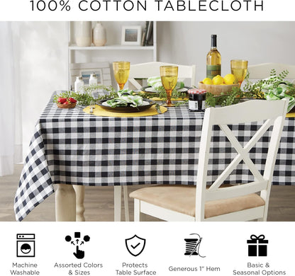 DII Tartan Plaid Collection Holiday Dining Table & Kitchen Décor, Rectangle Christmas Tablecloth, 60x104, Red, Green & White