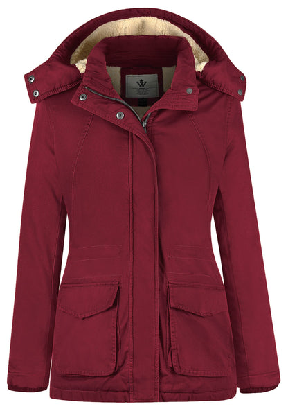 WenVen Women's Winter Warm Sherpa Lined Jacket Heavy Parka Coat with Hood