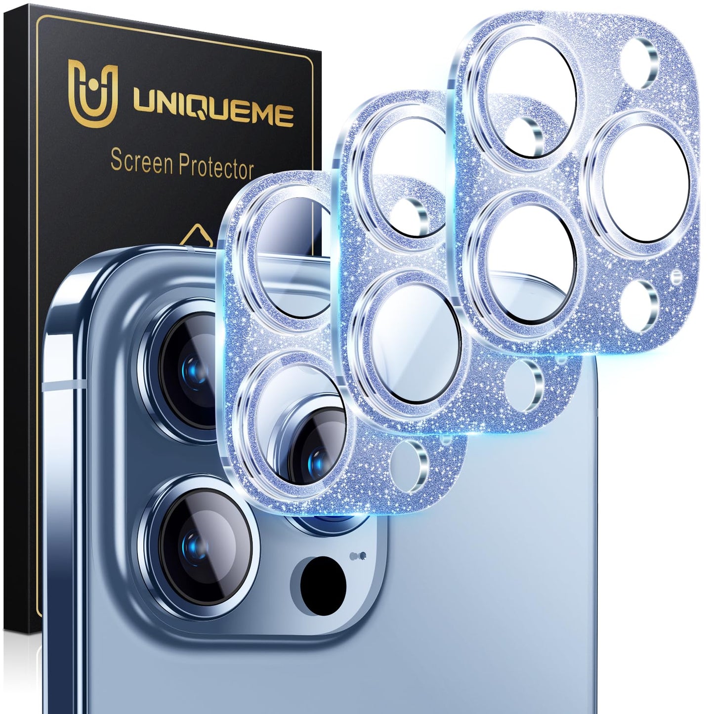 UniqueMe Compatible for 3 Pack iPhone 17 Pro Camera Lens Protector - [Drop Protection] 9H Tempered Glass Camera Cover Screen [Update New Version]【Not for 17 Pro Max】