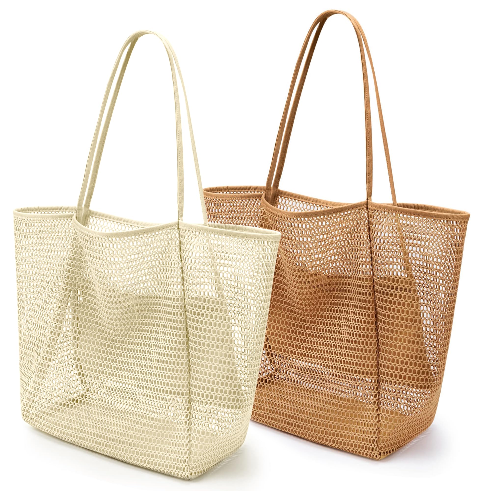 VOROLO Mesh Tote Beach Bag,Women Fairycore Hobo Bag,Shoulder Bag,Soft Summer Casual Crochet Bags