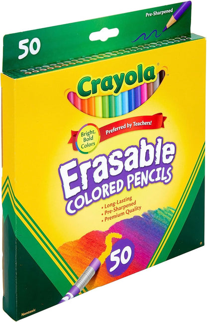 Crayola Erasable Colored Pencils for Kids (50ct), Bulk Colored Pencil Set, Back to School Essentials for Kids, Teacher Classroom Must Haves [Amazon Exclusive]
