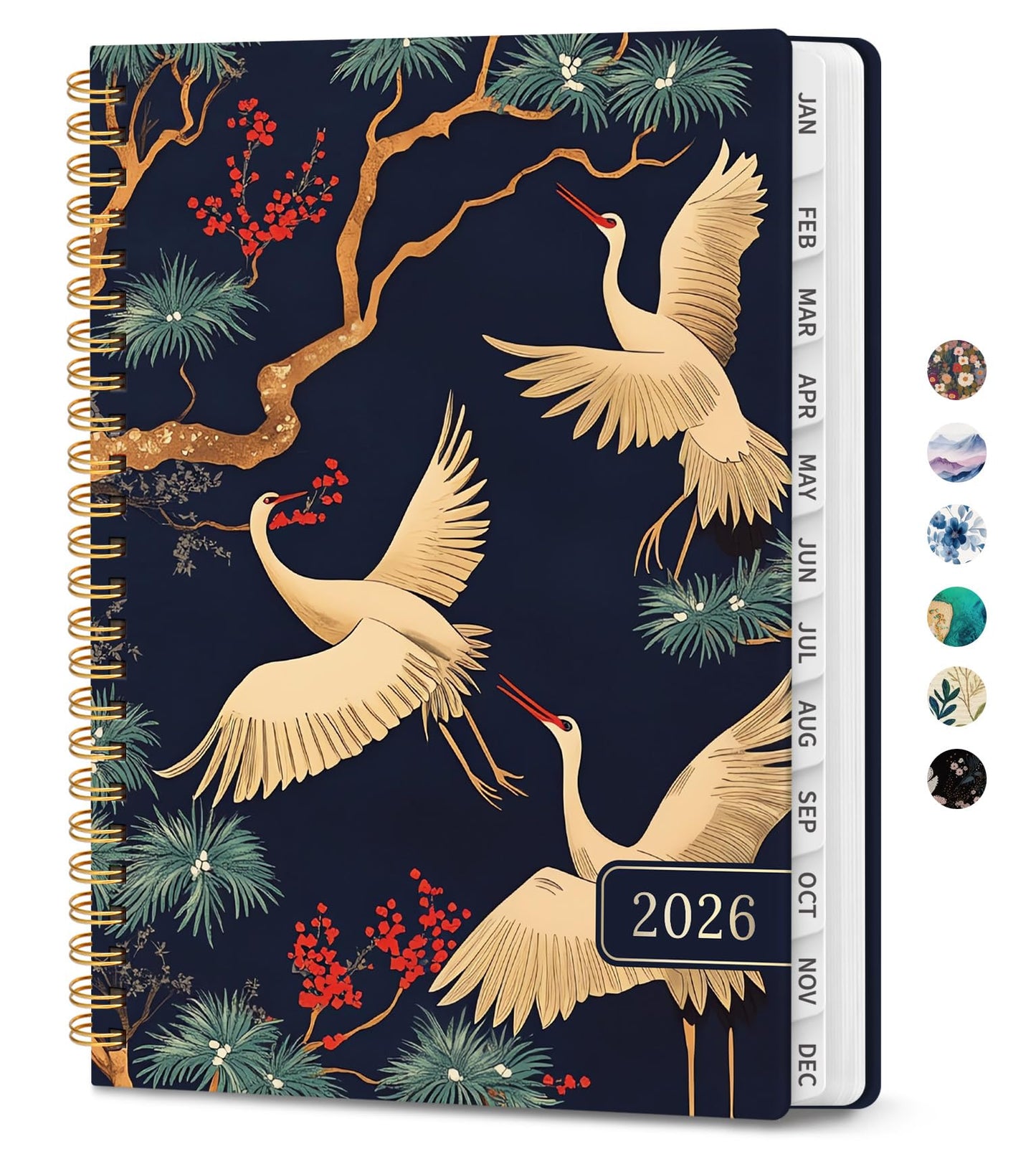 Hardcover 2026 Planner, Weekly and Monthly Calendar, Jan - Dec 2026 Planner Book with Tabs for Women, Inner Pocket, Spiral Bound, Perfect for Office/Home/School Supplies, Petals, A5, 6.3" x 8.5"