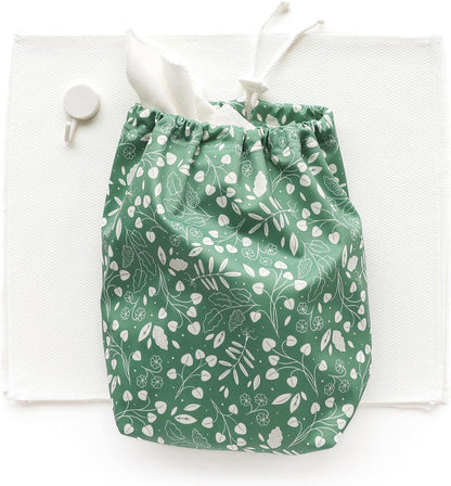 Esembly Paperless Towel Roll - Reusable Kitchen Towels 12-Pack Washable Cotton with Laundry Bag & Hook - Zero-Waste, Absorbent, Washable - Botany