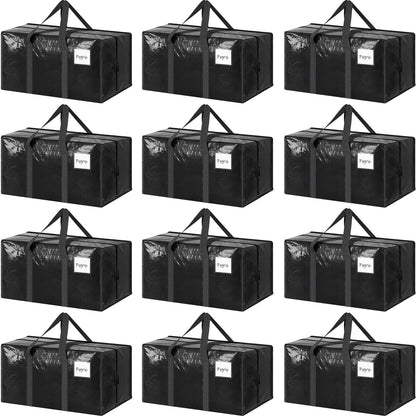6 Pack Extra Heavy Duty Large Moving Bags with Strong Zipper & Comfortable Handles, Sturdy & Durable Clothes Storage Bags Totes Bins, Blue Packing Moving Boxes for College Supplies, Dark Blue