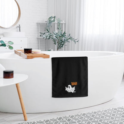 Halloween Hand Towels Set of 2 Embroidered Boo Ghost Dish Towels 13.7 x 29.5 Inch Spooky Home Decor Holiday Decorative Towels for Kitchen Bathroom