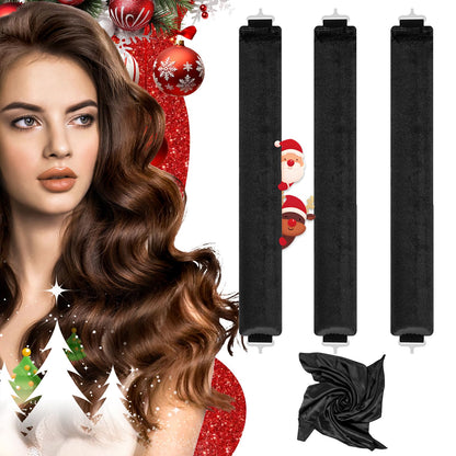 Heatless Curlers, Heatless Curls Overnight Set for Women, Soft Hair Curlers to Sleep In, Jumbo No Heat Hair Curlers Set with Headscarf and Hook for Long Hair (DarkBrown, 4 Packs)