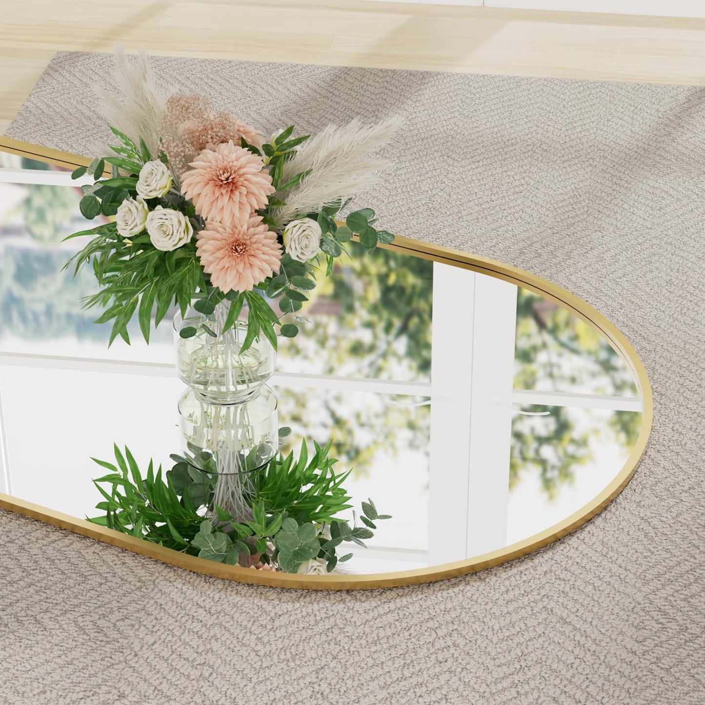 TinyTimes 64''x21'' Arched Full Length Mirror with Stand, Full Body Mirror, Mirrors Full Length Floor Freestanding, Wall Mounted Mirrors for Bedroom Living Room Cloakroom (Gold)