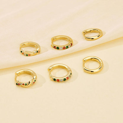 Inerney Gold Huggie Hoop Earrings Set for Women, Dainty Small Sterling Silver Earring Stacks Hypoallergenic Jewelry for Multiple Piercings, Trendy Twisted Cute Cartilage Hoops Birthstone Gift 3 Pairs
