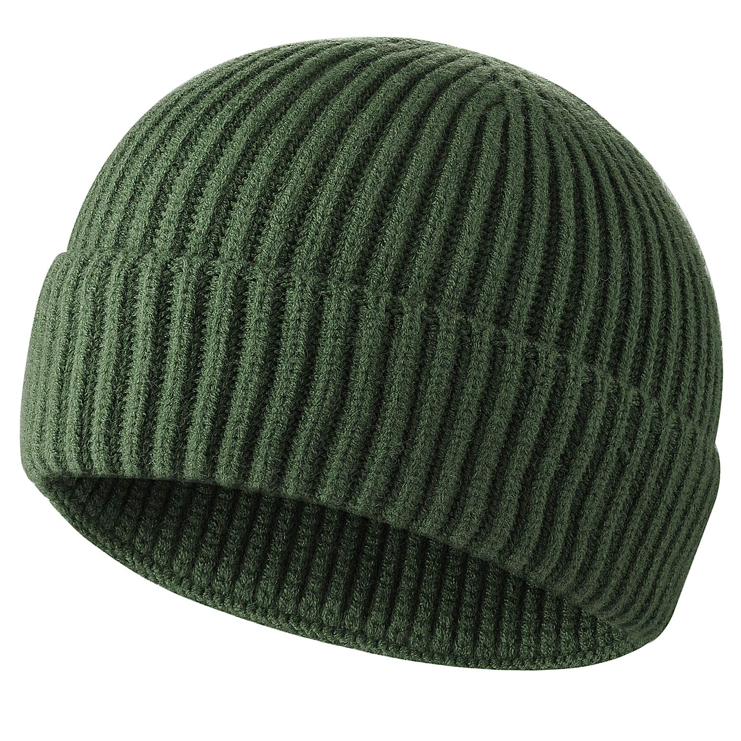 ROYBENS Swag Wool Knit Cuff Short Fisherman Beanie for Men Women, Winter Warm Hats