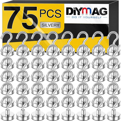 DIYMAG Magnetic Hooks, 30lbs+ Magnet Hook 2025 Cruise Cabin Ship Essentials Heavy Duty Strong Magnets Refrigerator Fridge Hanging for Classroom Beach Vacation Kitchen Grills Home 20 Pack (Silver)