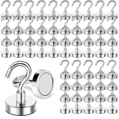 DIYMAG Magnetic Hooks, 30lbs+ Magnet Hook 2025 Cruise Cabin Ship Essentials Heavy Duty Strong Magnets Refrigerator Fridge Hanging for Classroom Beach Vacation Kitchen Grills Home 20 Pack (Silver)