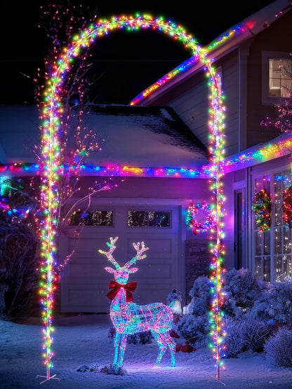 Flacchi Christmas Decoration Outdoor Arch Lights - 7.5FT 360LED Waterproof String Lights with Timer, 8 Modes for Holiday Party,Wedding, Garden, Patio (Warm White)
