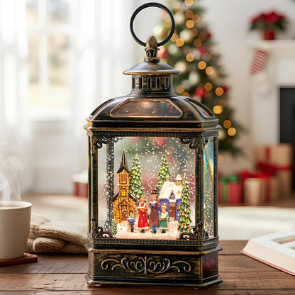 Christmas Snow Globe Swirling Glittering Nativity Scene with Music, USB Lined/Battery Operated Lighted Water Lantern for Christmas Festival Decoration Gifts