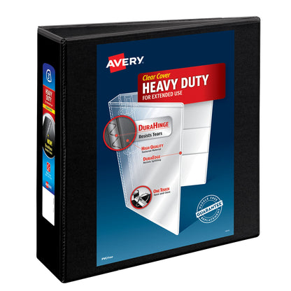 Avery Heavy-Duty View 3 Ring Binder, 1" One Touch Slant Rings, Holds 8.5" x 11" Paper, 1 Black Binder (05300)