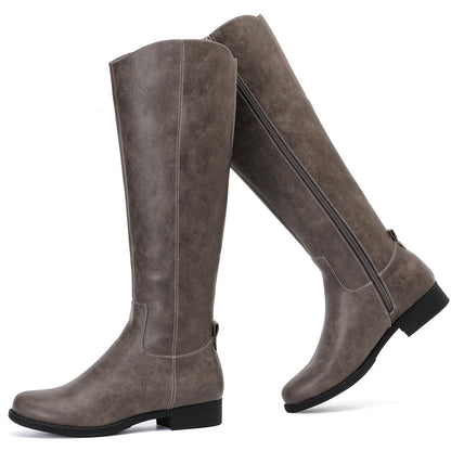 Women's Knee High Boots Stylish Comfort Round Toe Tall Riding Combat Boot Classic Fashion Fall Winter Boots for Women.