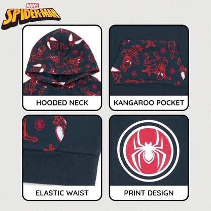 Marvel Spider-Man French Terry Pullover Hoodie and Shorts Toddler to Big Kid Sizes (2T - 18-20)