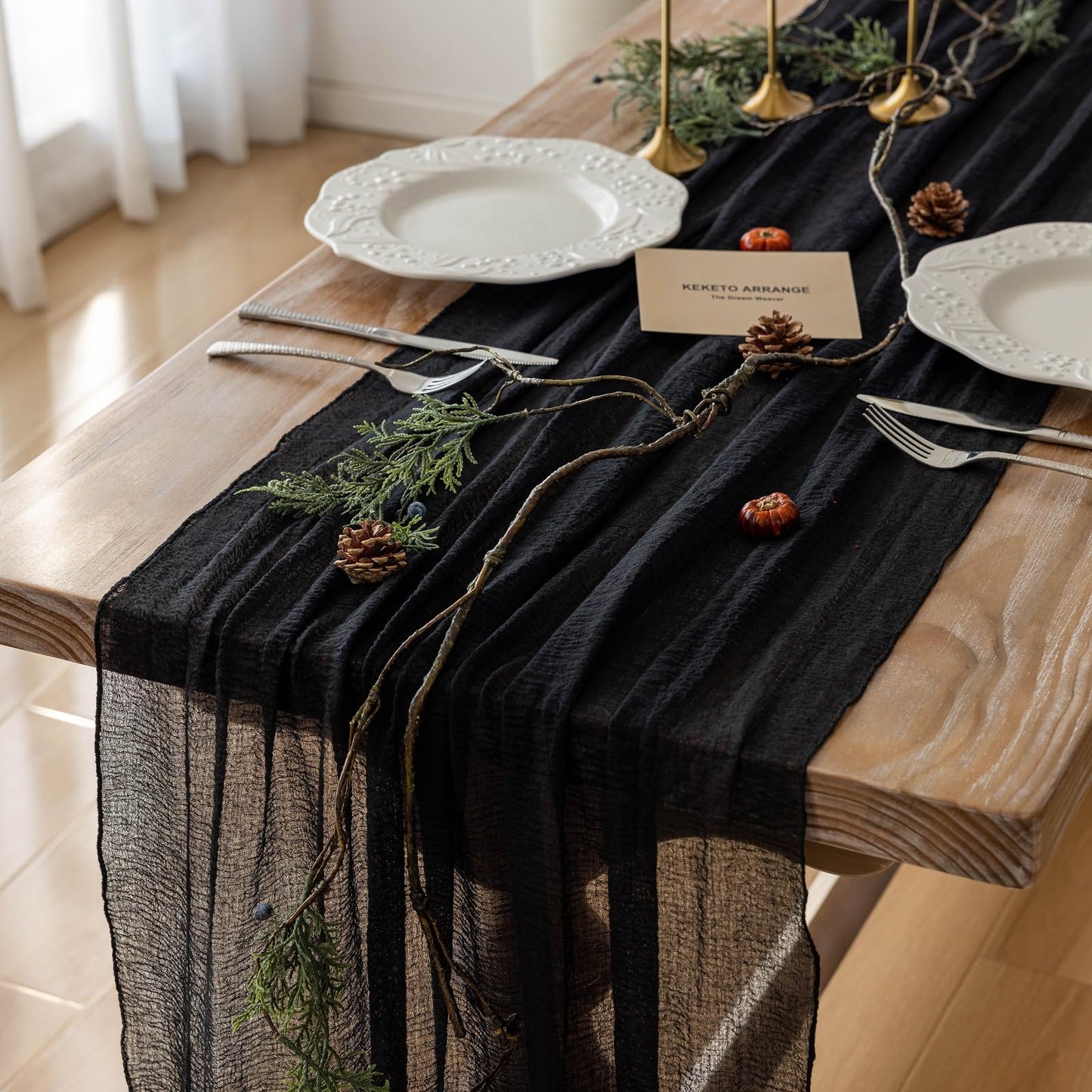Thanksgiving Fall Table Runner Terracotta Gauze 120 Inch 10 FT Rustic Burnt Orange Sheer Cheese Cloth for Bridal Shower Friendsgiving Party Centerpiece Decor Fall Decorations for Home