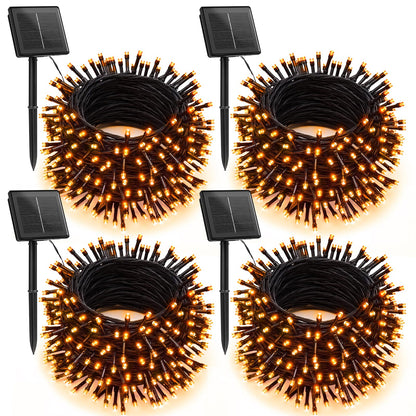 Brightown 4 Pack Solar Christmas Lights Outdoor, Total 184FT 480 LED Solar String Lights Outdoor Waterproof Green Wire with 8 Modes, Solar Fairy Light for Garden Yard Patio Party Decors, Cool White