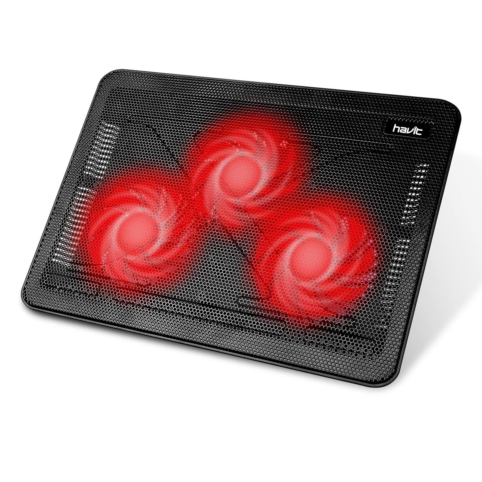 havit HV-F2056 15.6"-17" Laptop Cooler Cooling Pad - Slim Portable USB Powered (3 Fans), Black/Blue