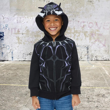 Marvel Avengers Black Panther Cosplay Fleece Zip Up Pullover Hoodie Toddler to Little Kid