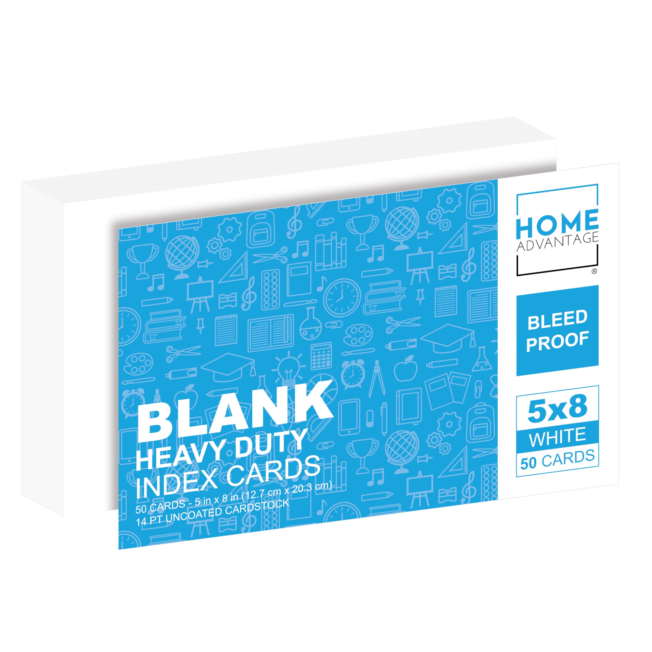 Home Advantage 4x6 Blank Index Cards - 50 Pack of Heavy Duty Bleed Proof Notecards & Flashcards