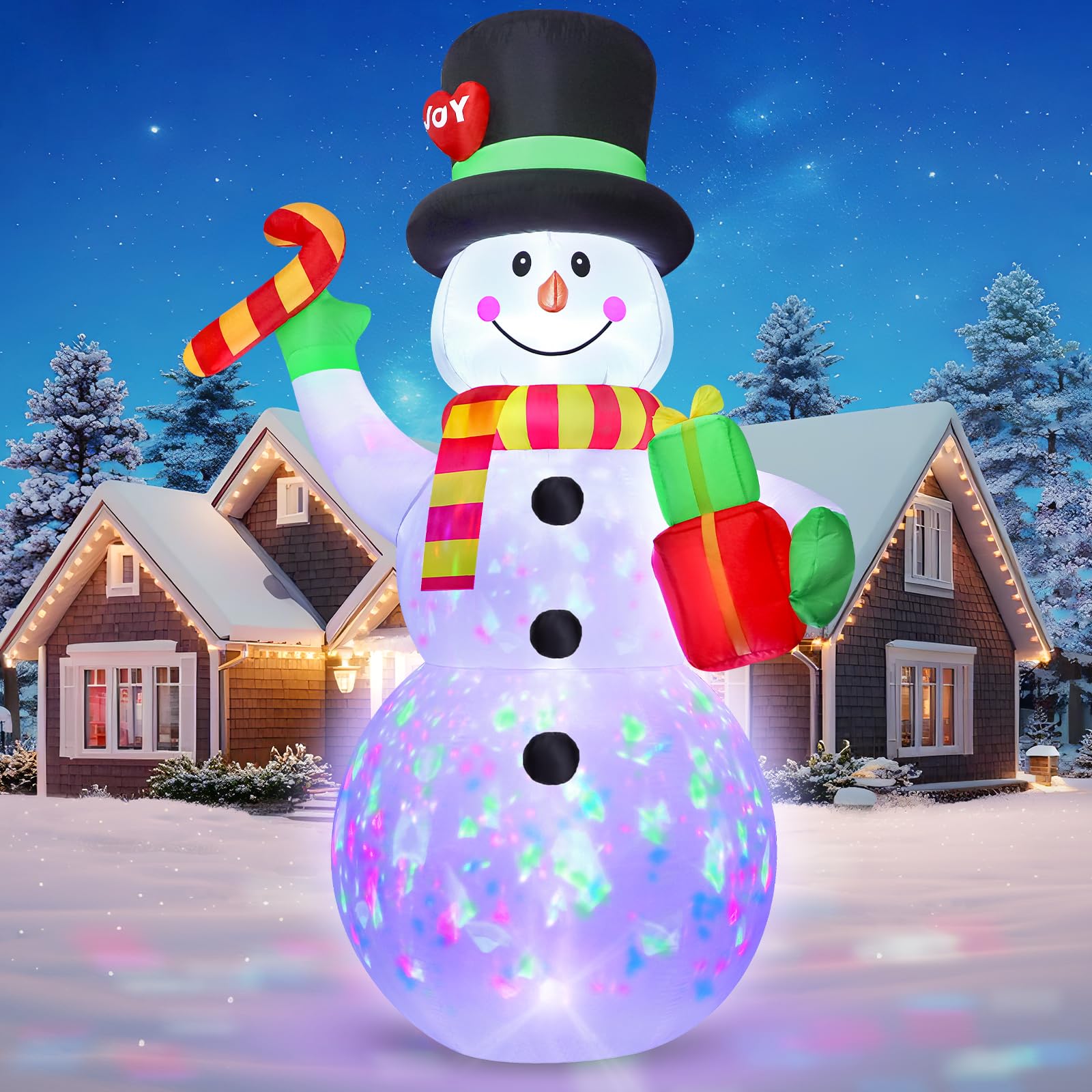 8.5 FT Long Christmas Inflatable Outdoor Decorations, Blow Up Santa Claus Helicopter with Bright LED Lights, Christmas Santa and Reindeer Flying Airplane for Xmas Decor, Lawn, Yard Holiday Party