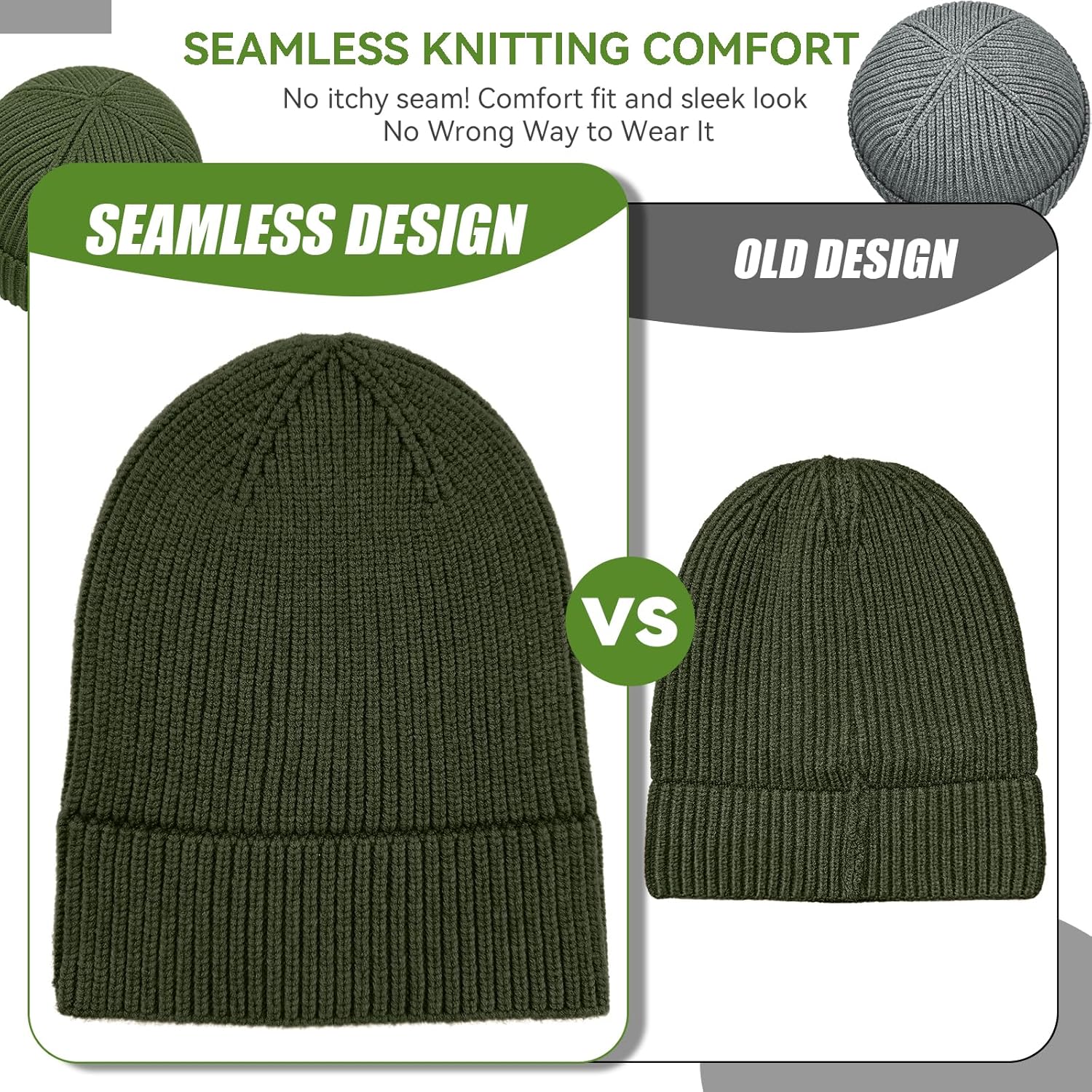 50% Wool Thick Beanie Hat for Men Women, Seamless Winter Knit Skull Cap, Cuffed Fisherman Beanie Warm Trawler Watch Cap