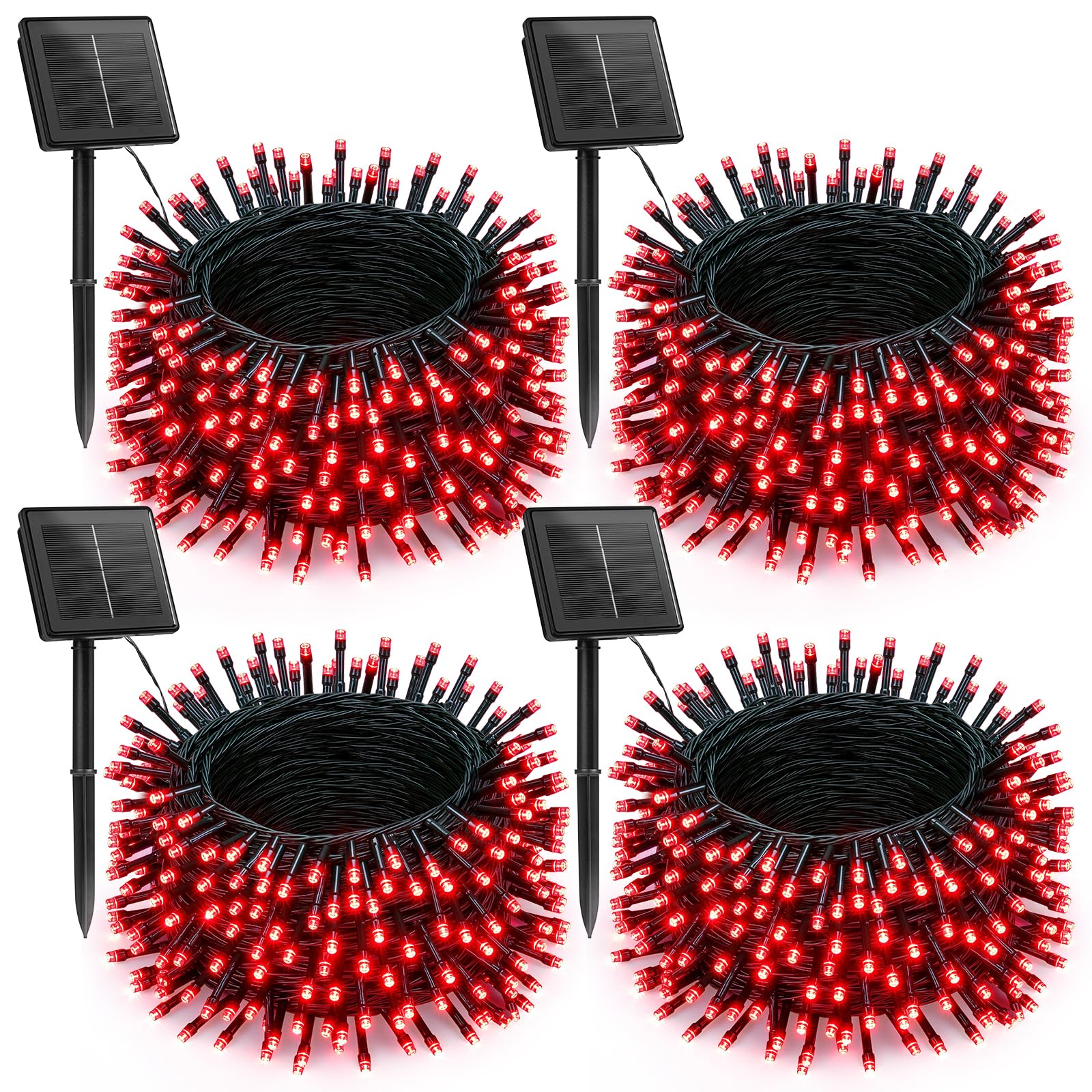 Brightown 4 Pack Solar Christmas Lights Outdoor, Total 184FT 480 LED Solar String Lights Outdoor Waterproof Green Wire with 8 Modes, Solar Fairy Light for Garden Yard Patio Party Decors, Cool White