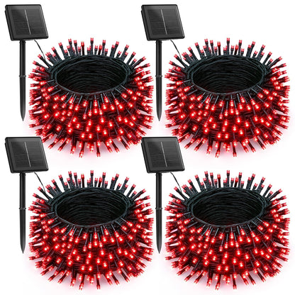 Brightown 4 Pack Solar Christmas Lights Outdoor, Total 184FT 480 LED Solar String Lights Outdoor Waterproof Green Wire with 8 Modes, Solar Fairy Light for Garden Yard Patio Party Decors, Cool White