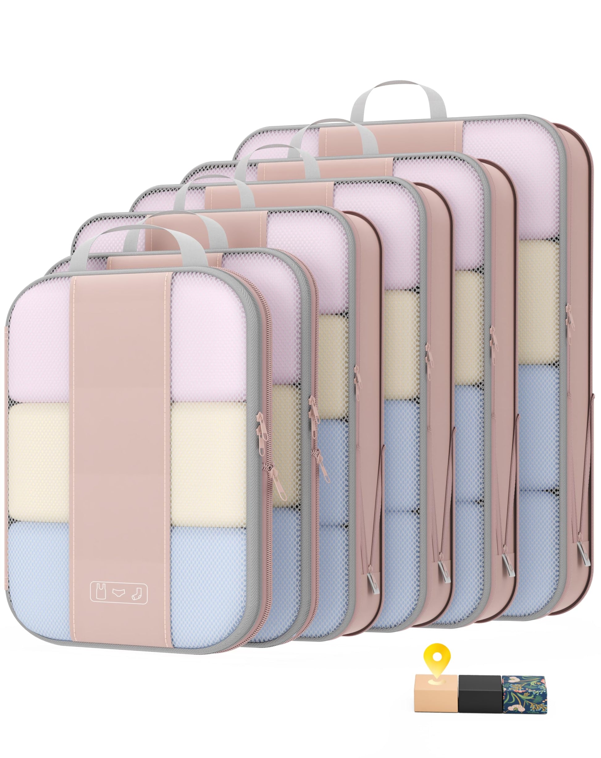 10 Set Compression Packing Cubes for Travel Essentials,Compressible Expandable Packing Cubes for Suitcase,OlarHike Luggage Organizer Bags for Travel,Handy Helper for Organizing Clothes(Black)