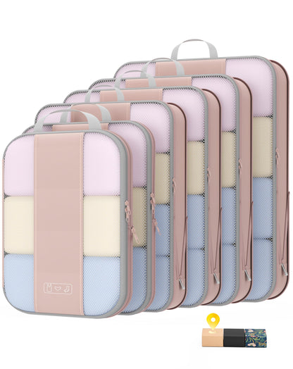 10 Set Compression Packing Cubes for Travel Essentials,Compressible Expandable Packing Cubes for Suitcase,OlarHike Luggage Organizer Bags for Travel,Handy Helper for Organizing Clothes(Black)