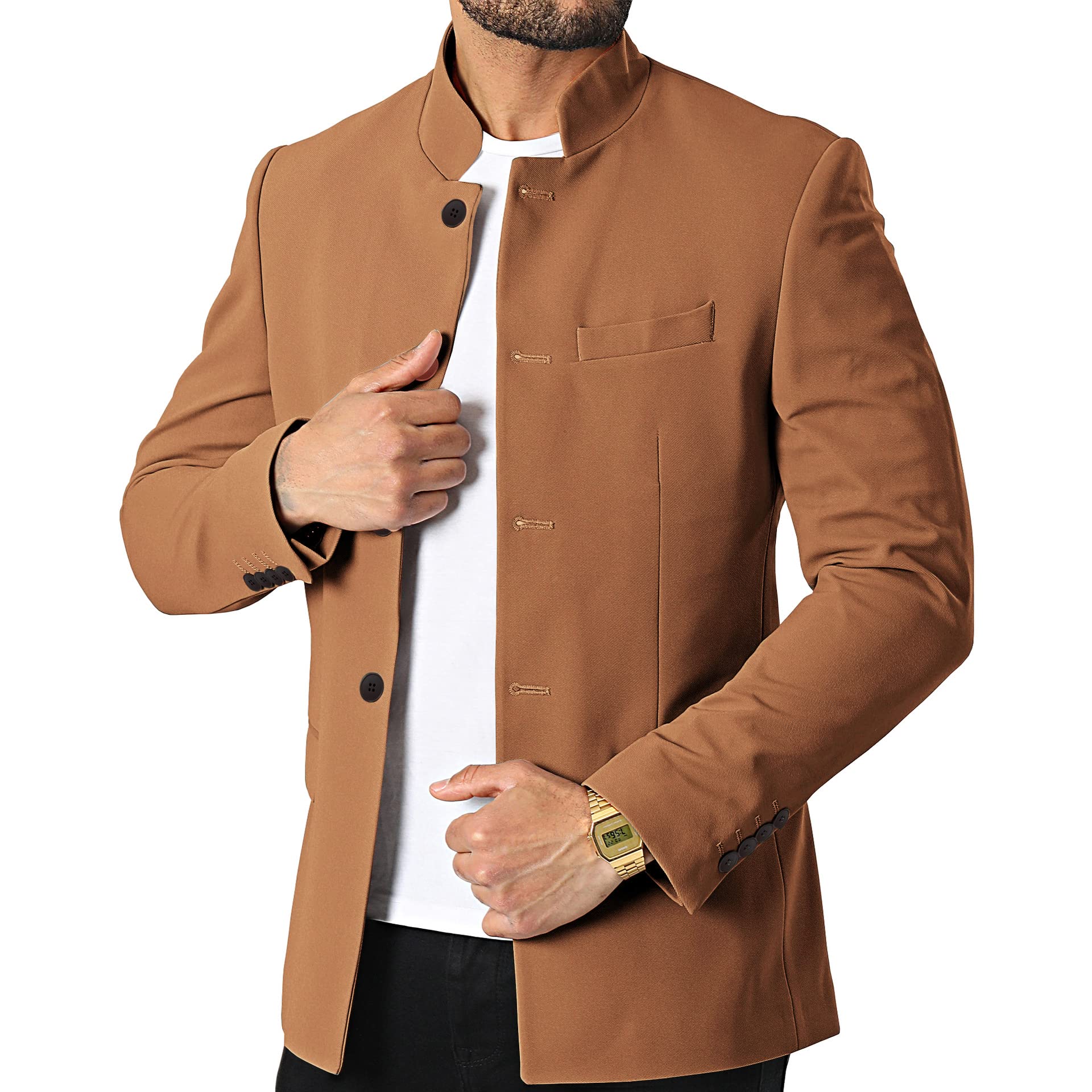 THWEI Mens Casual Suit Blazer Jackets Stand Collar Business Sport Coats
