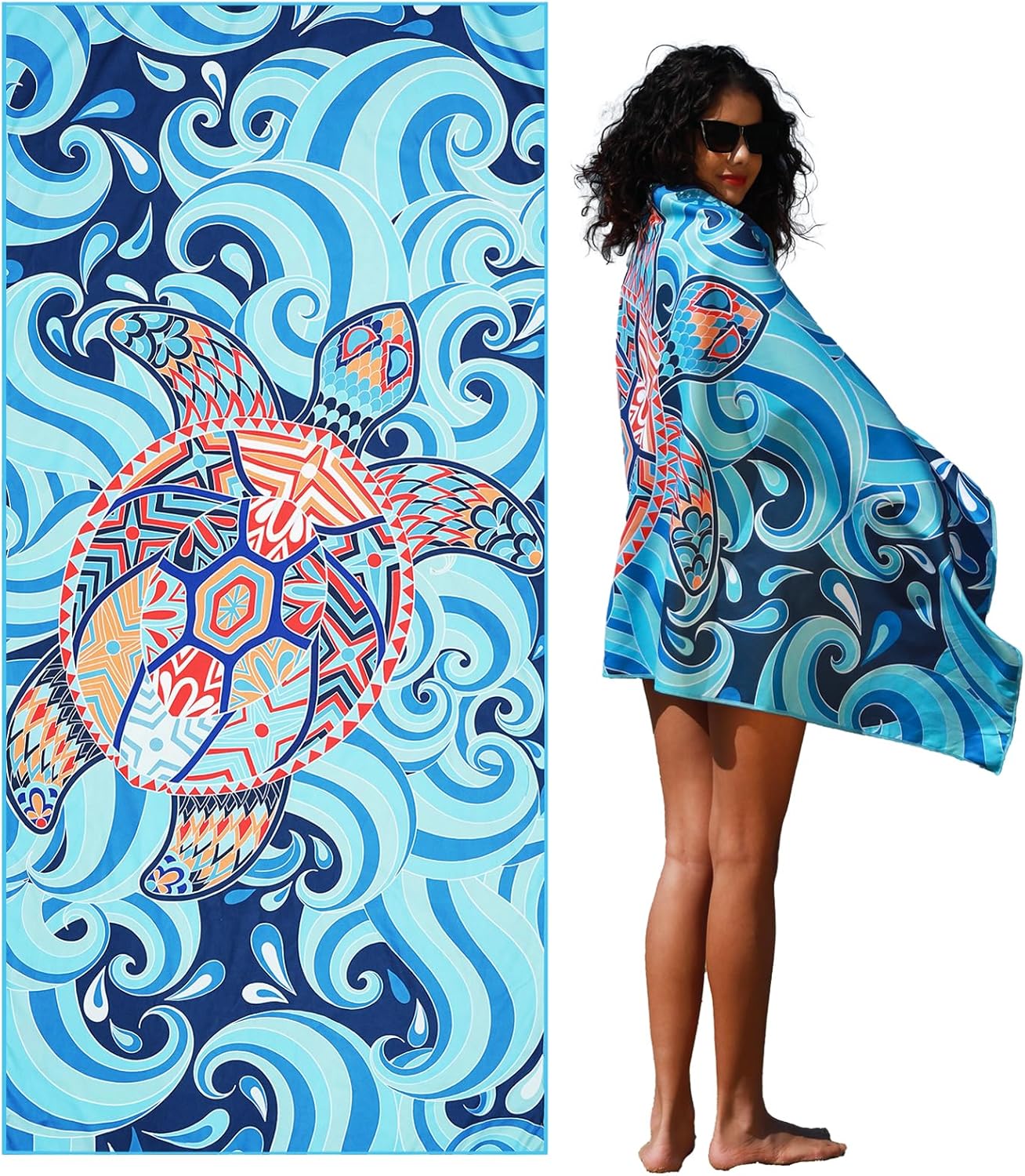 Microfiber Lightweight Beach Towel Sand Free Quick Dry Absorbent Thin Compact Towels for Swimming Pool Camping Beach Accessories Large Easy Pack Travel Things for Vacation Essentials Gift Adult