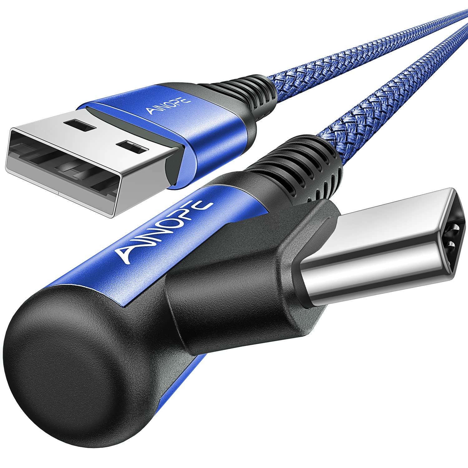 AINOPE USB C Cable [2-Pack, 6.6ft] 3.1A Type C Charger Fast Charging, Right Angle USB to USB C Cable Braided USBC Charger for Galaxy S10+ S10 S9, Note 10 9, LG V30, Moto, iPhone 16 15 Cord Type C