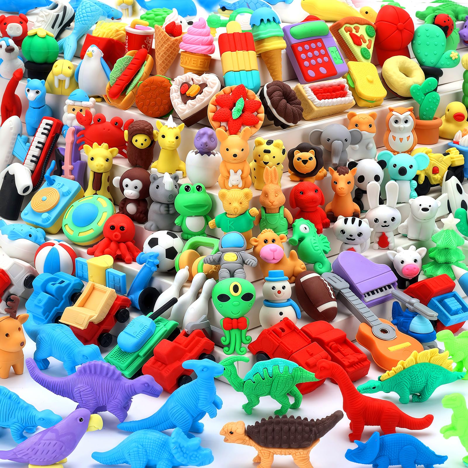 60Pcs Animal Erasers Desk Pets for Kids Animal Pencil Erasers Bulk Puzzle Eraser Toys Gifts for Classroom Prizes,Game Reward,Treasure Box,Easter Egg Fillers,Goodie Bag Stuffers,Party Favors