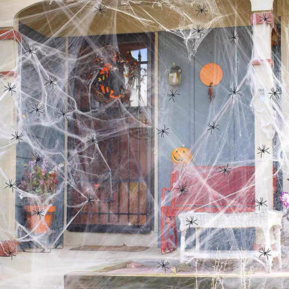 200Sqft Glow in The Dark Spider Web Halloween Spider Webs Decorations with 30 Extra Fake Spiders for Halloween Decor Indoor and Outdoor Haunted House Party Supplies