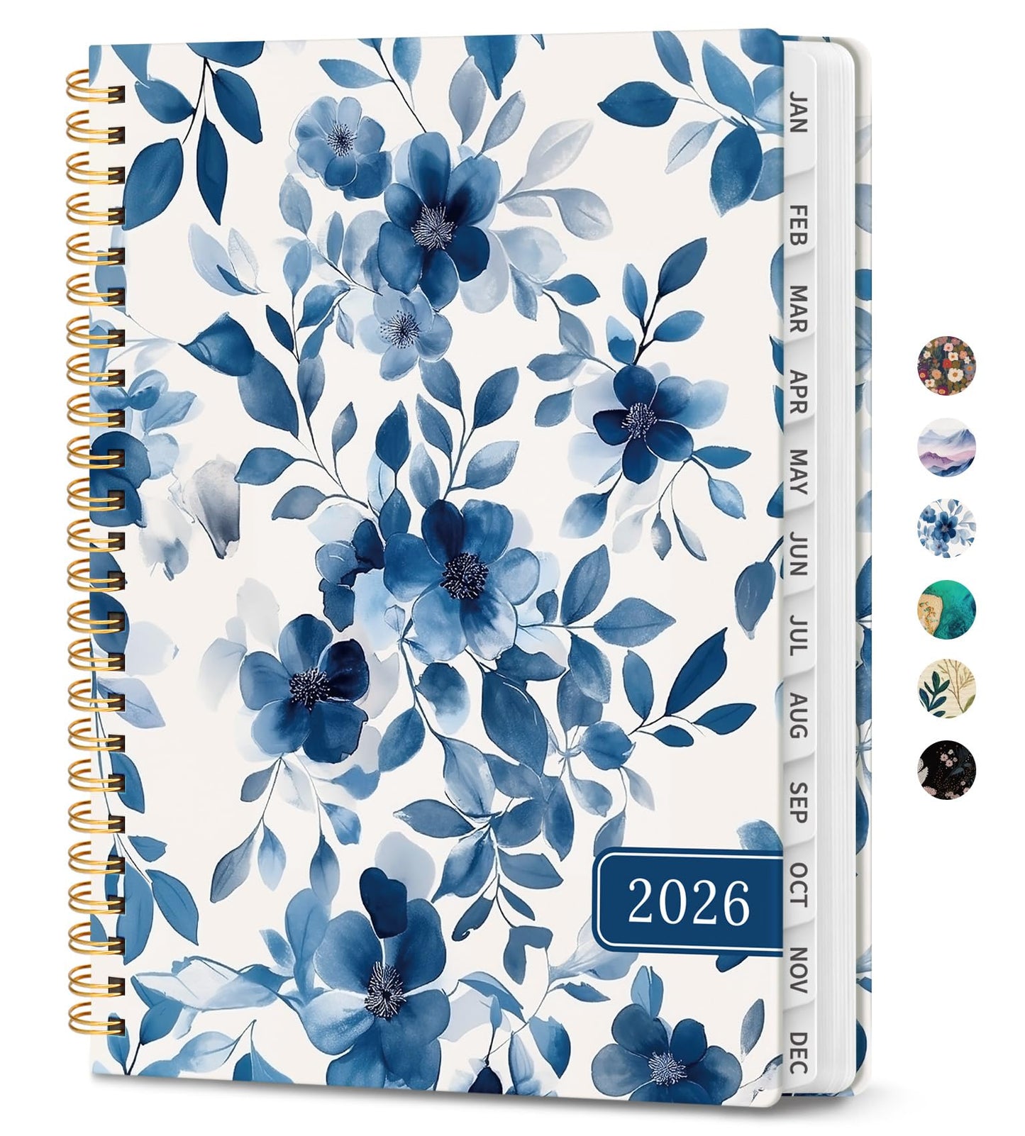Hardcover 2026 Planner, Weekly and Monthly Calendar, Jan - Dec 2026 Planner Book with Tabs for Women, Inner Pocket, Spiral Bound, Perfect for Office/Home/School Supplies, Petals, A5, 6.3" x 8.5"