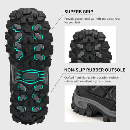 Aomigoct Winter Snow Boots for Women: Warm Fur Lined Waterproof Leather Ankle Booties for Outdoor Hiking Non Slip