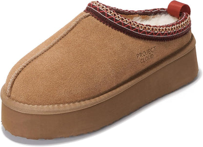 Project Cloud 100% Genuine Leather Platform Slippers for Women – Soft Memory Foam Womens Slippers & Supportive Clogs for Women 2025 – Cozy, Stylish Everyday Footwear (Sayre)