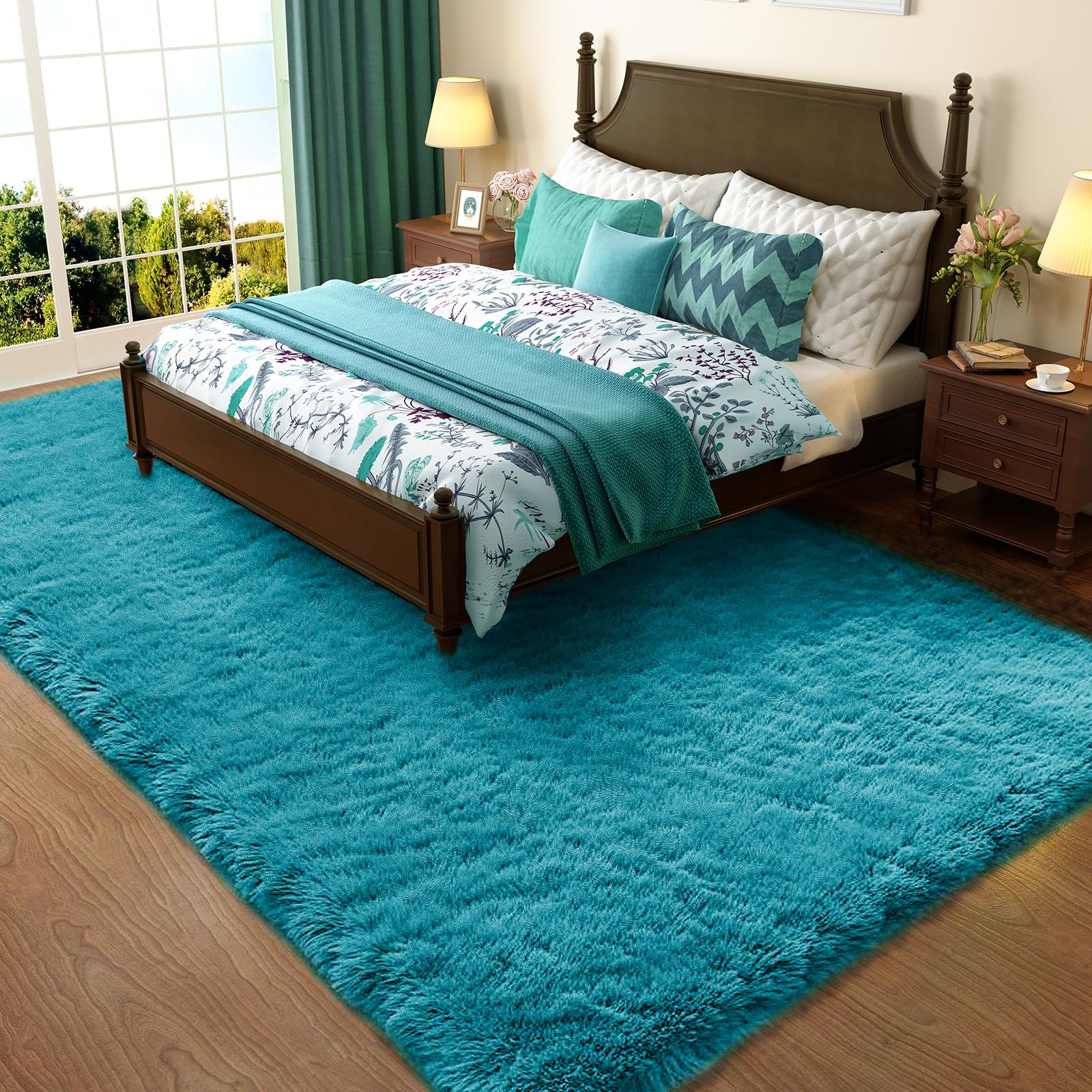 Ophanie Area Rugs for Bedroom Living Room, Grey Fluffy Fuzzy Shag Shaggy Soft Plush Carpet, 4x6 Indoor Floor Gray Rug for Kids Home Dorm Decor Aesthetic