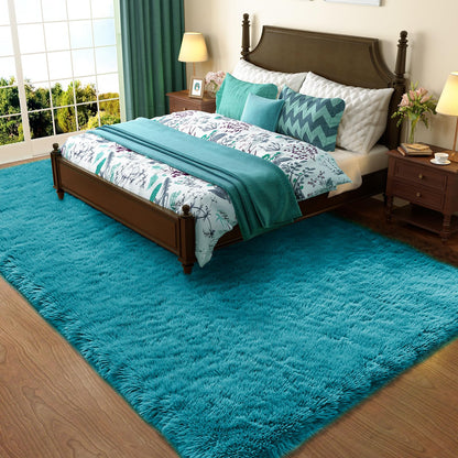 Ophanie Area Rugs for Bedroom Living Room, Grey Fluffy Fuzzy Shag Shaggy Soft Plush Carpet, 4x6 Indoor Floor Gray Rug for Kids Home Dorm Decor Aesthetic