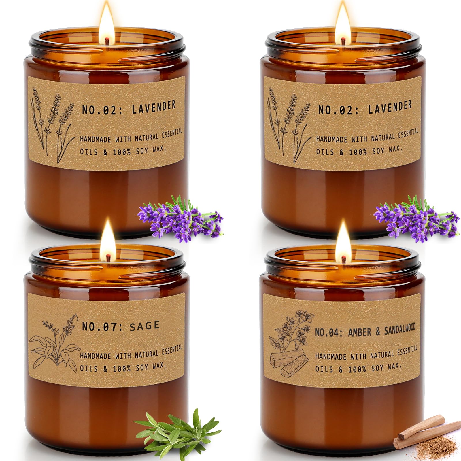 6 Pack Christmas Candles Set, Christmas Candles for Home Scented, Winter Holiday, Natural Soy Wax Jar Aromatherapy Candle Gifts Stocking Stuffers for Women Men Adult