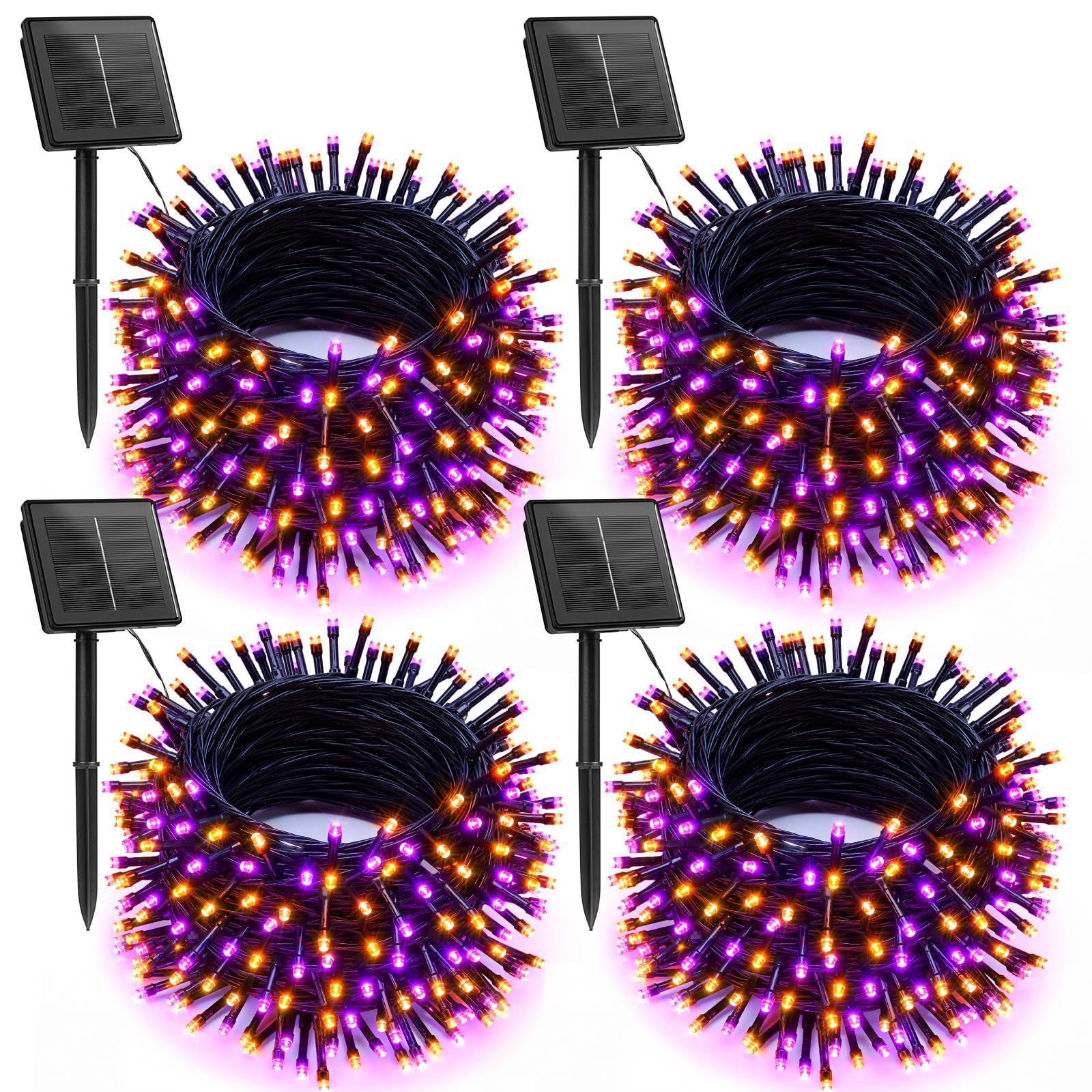 Brightown 4 Pack Solar Christmas Lights Outdoor, Total 184FT 480 LED Solar String Lights Outdoor Waterproof Green Wire with 8 Modes, Solar Fairy Light for Garden Yard Patio Party Decors, Cool White