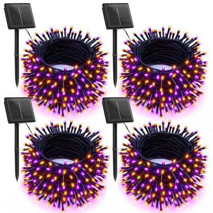 Brightown 4 Pack Solar Christmas Lights Outdoor, Total 184FT 480 LED Solar String Lights Outdoor Waterproof Green Wire with 8 Modes, Solar Fairy Light for Garden Yard Patio Party Decors, Cool White