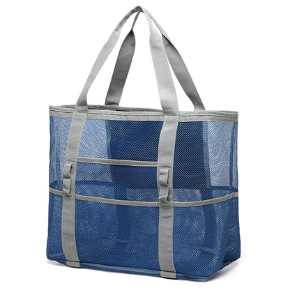 F-color Mesh Beach Bag Family - 9 Pockets Large Beach Tote for Cruise Vacation Essentials